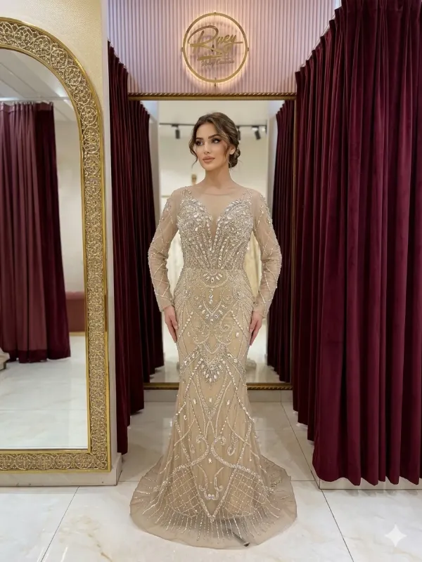 Gold soirée gown