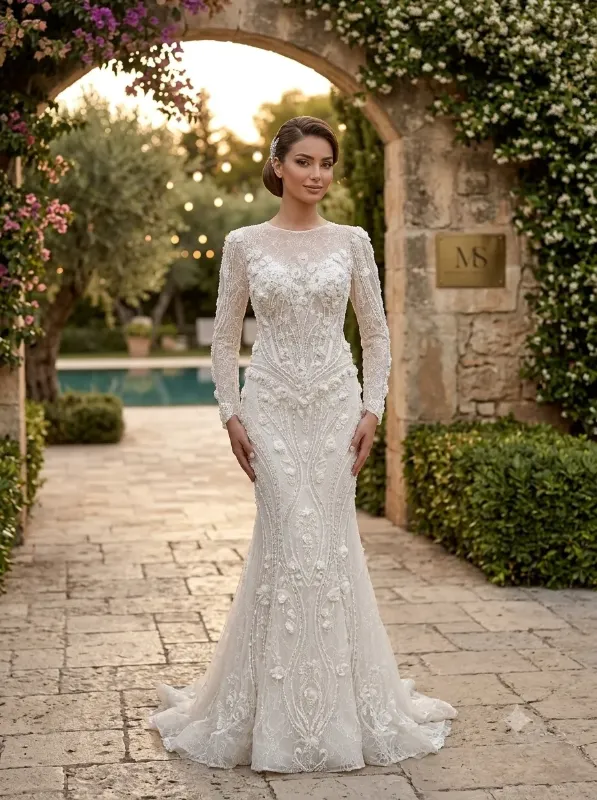 White wedding gown