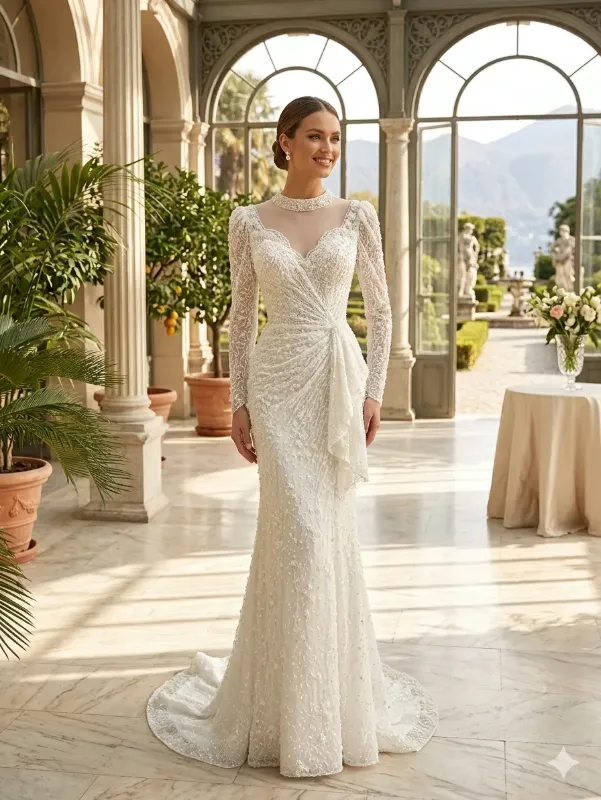 Champagne wedding gown