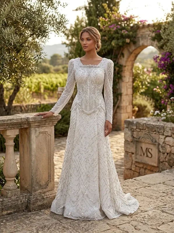 White wedding gown