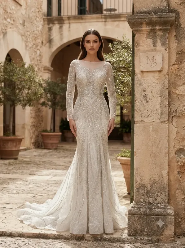 Champagne wedding gown