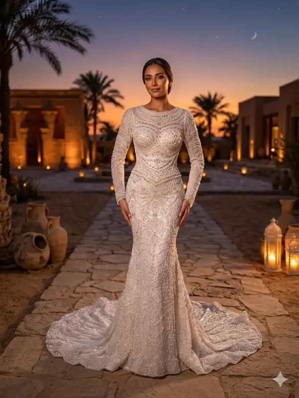 Nude wedding gown