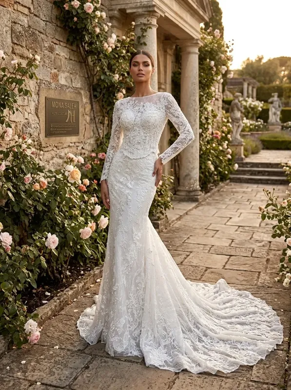 White wedding gown