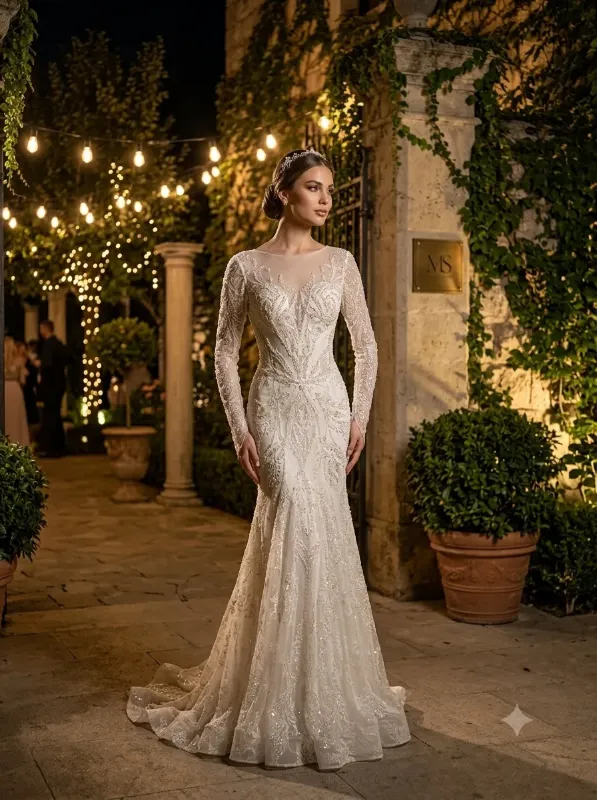 Nude wedding gown