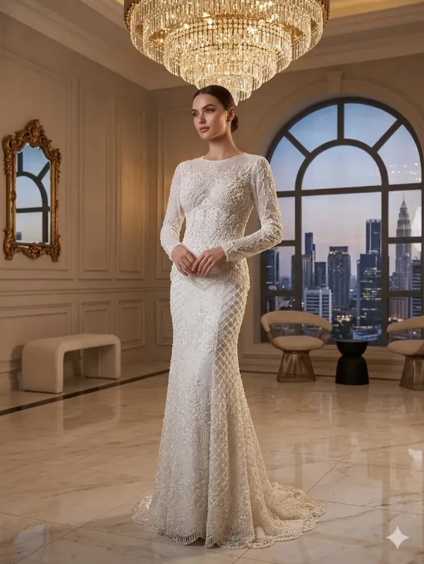 Nude wedding gown