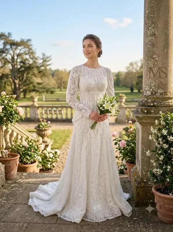 White wedding gown