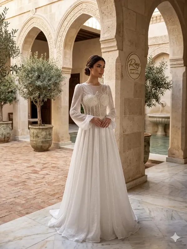 Silver soirée gown