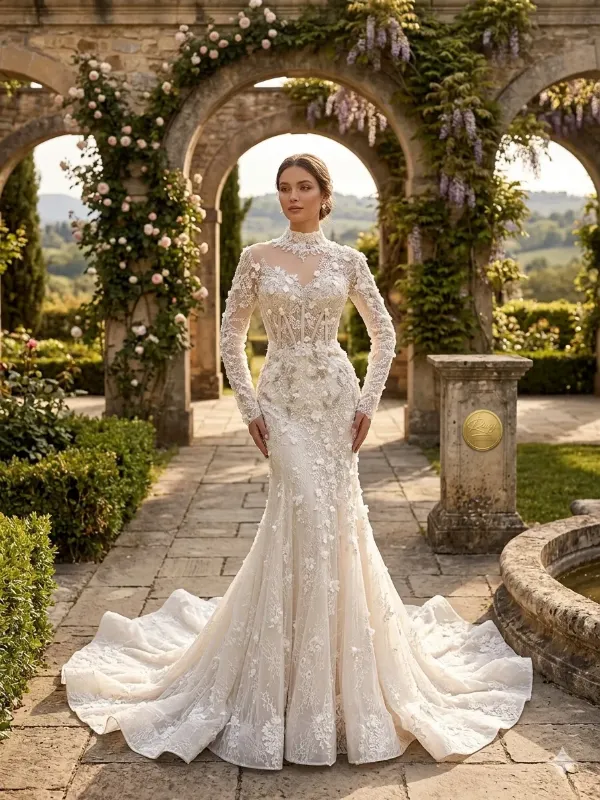 Nude soirée gown