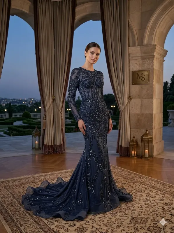 Black soirée gown