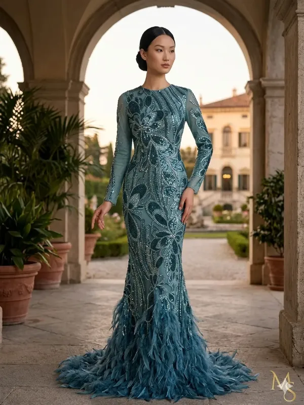 Grey soirée gown