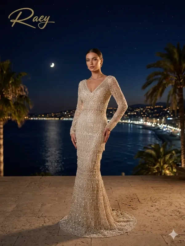 Nude soirée gown