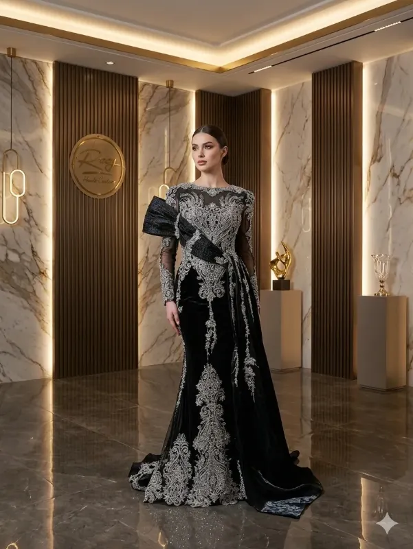 Black soirée gown