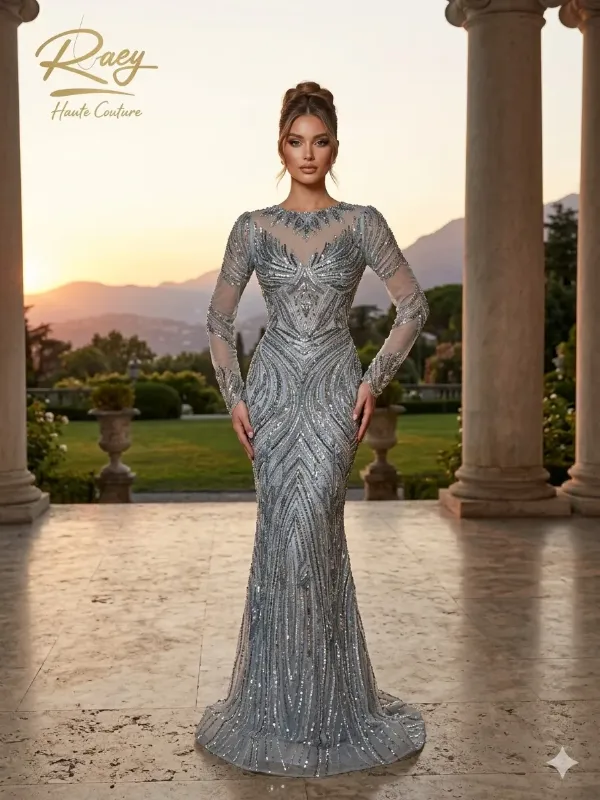 Grey soirée gown
