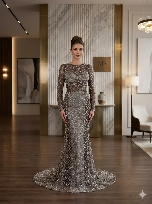 Grey soirée gown