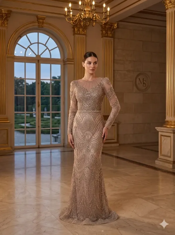 Grey soirée gown