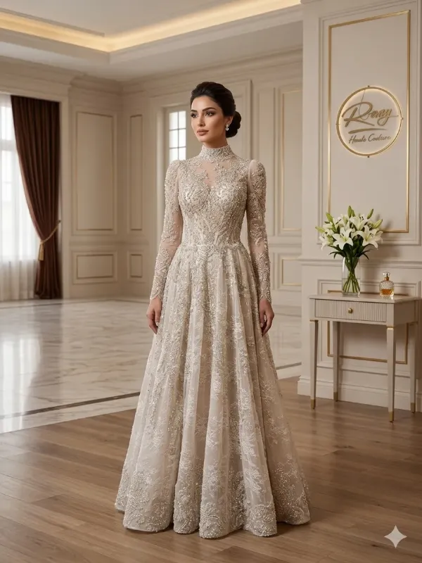 Silver soirée gown