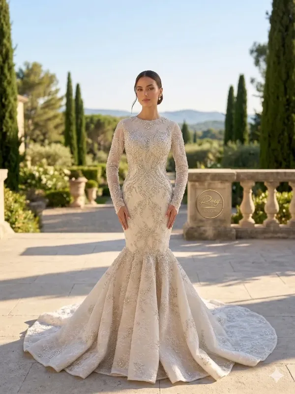 Beige soirée gown