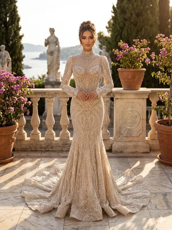 Nude soirée gown