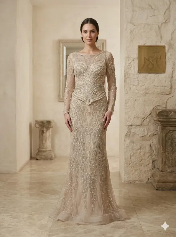 Beige soirée gown
