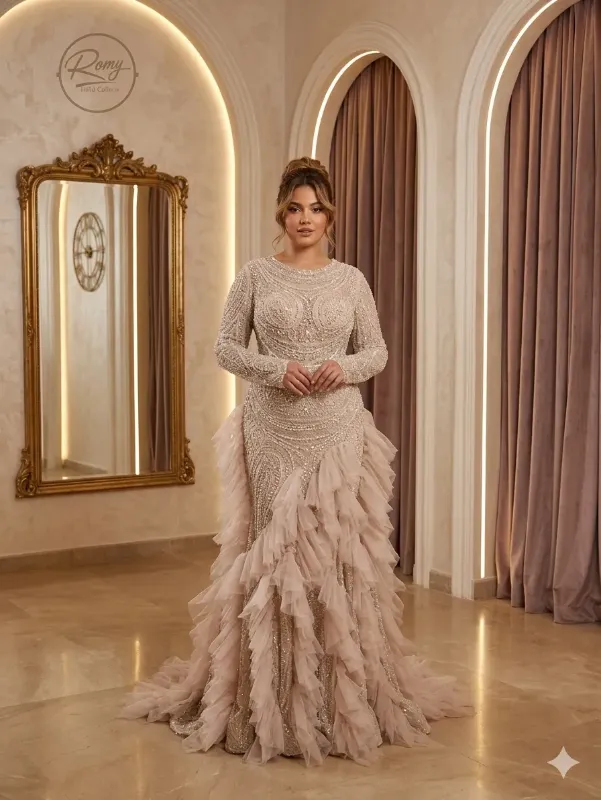 Nude soirée gown
