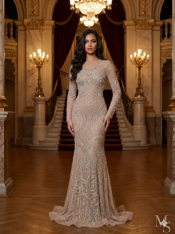 Nude soirée gown