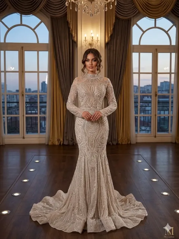 Nude soirée gown