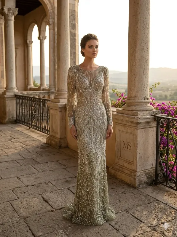 Nude soirée gown