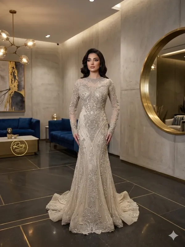 Nude soirée gown