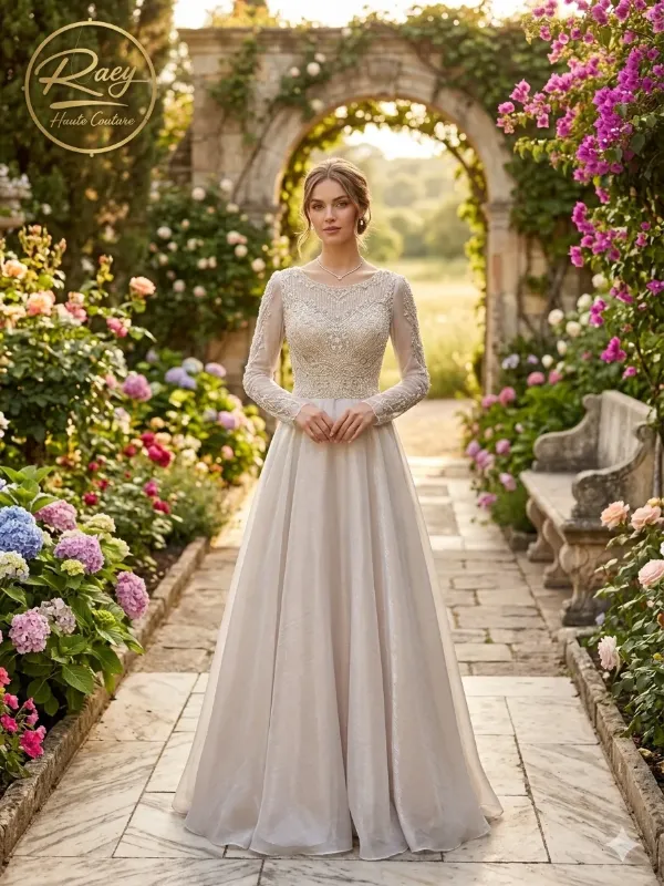 Silver soirée gown