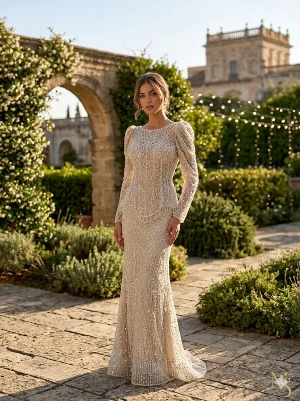 Nude soirée gown