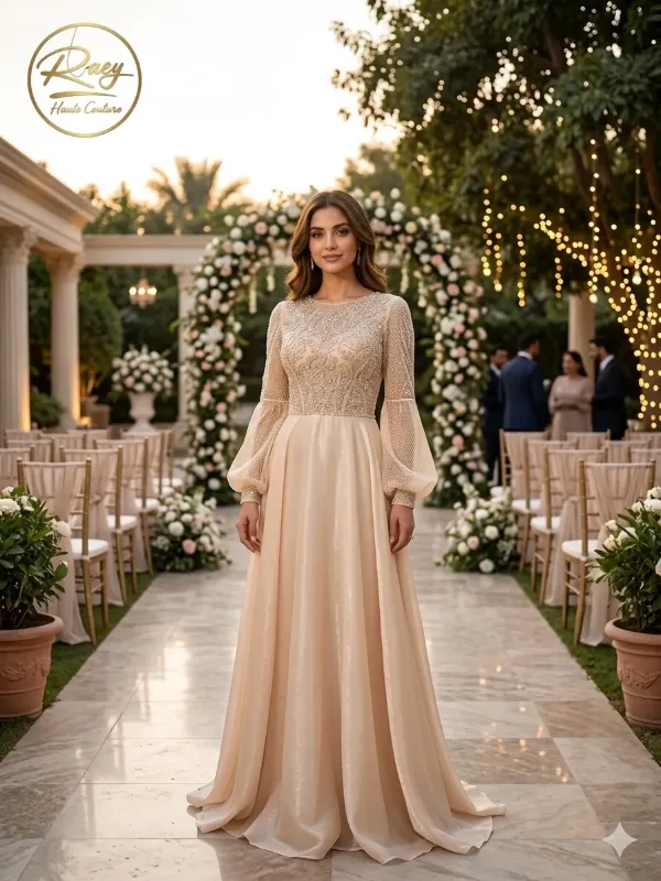 Nude soirée gown