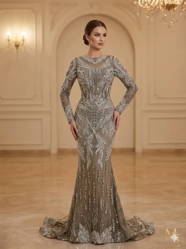 Grey soirée gown