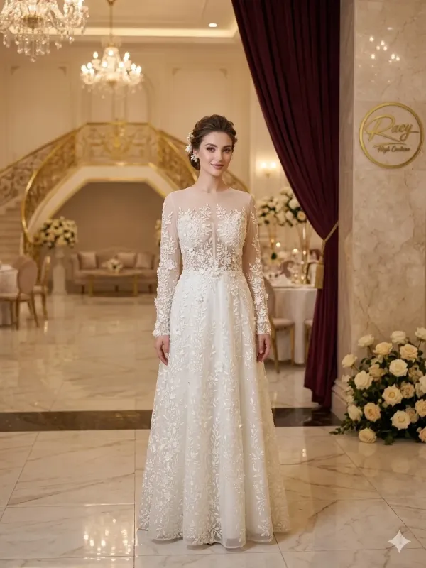 White soirée gown