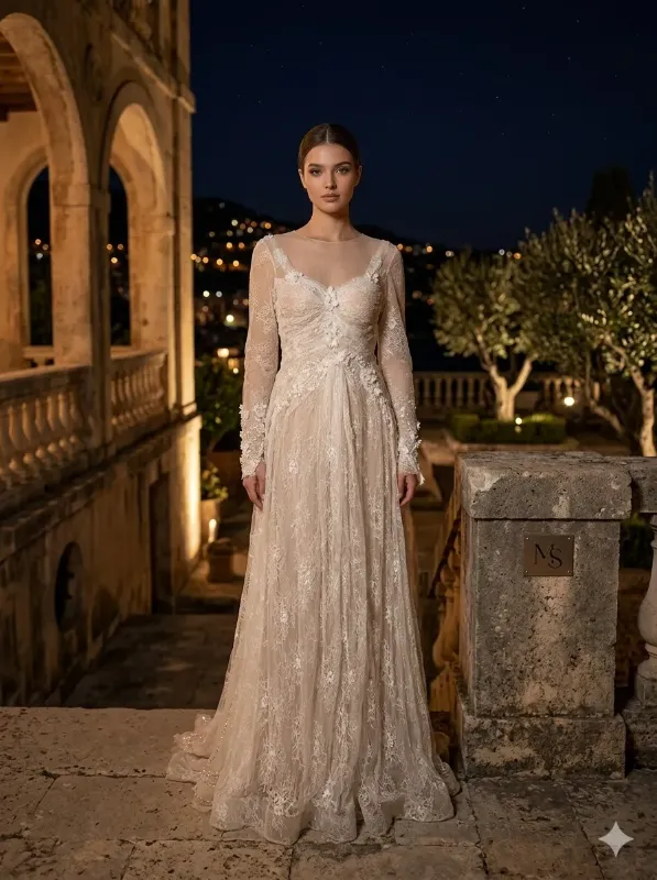 Nude soirée gown