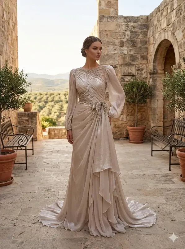 Beige soirée gown