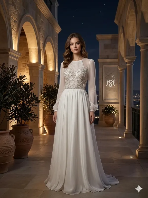 Silver soirée gown