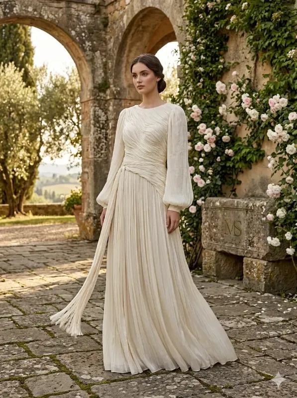 Beige soirée gown