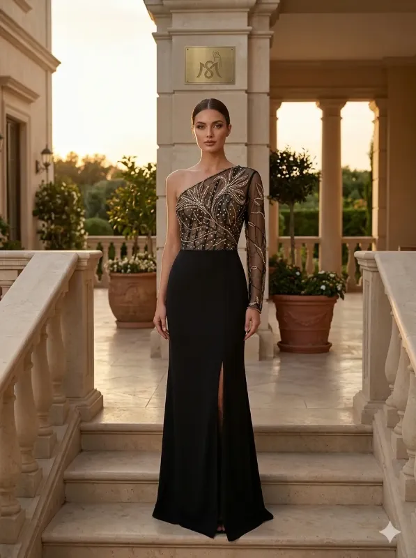 Black soirée gown