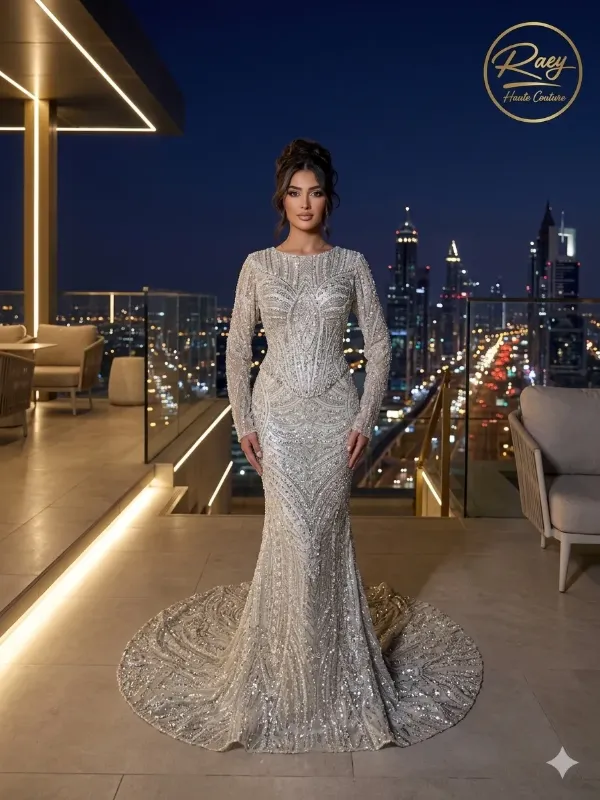 Nude soirée gown