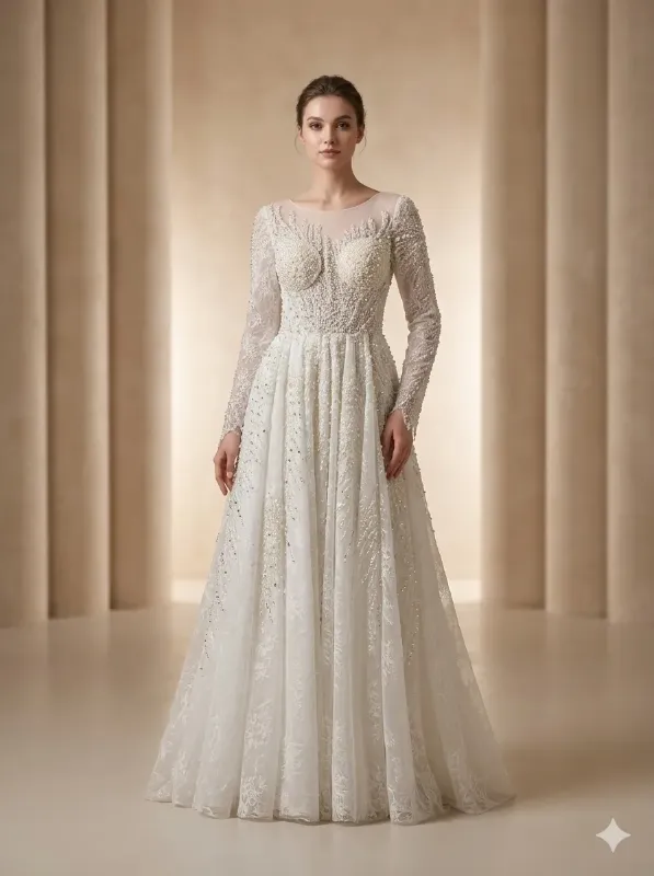 Silver soirée gown