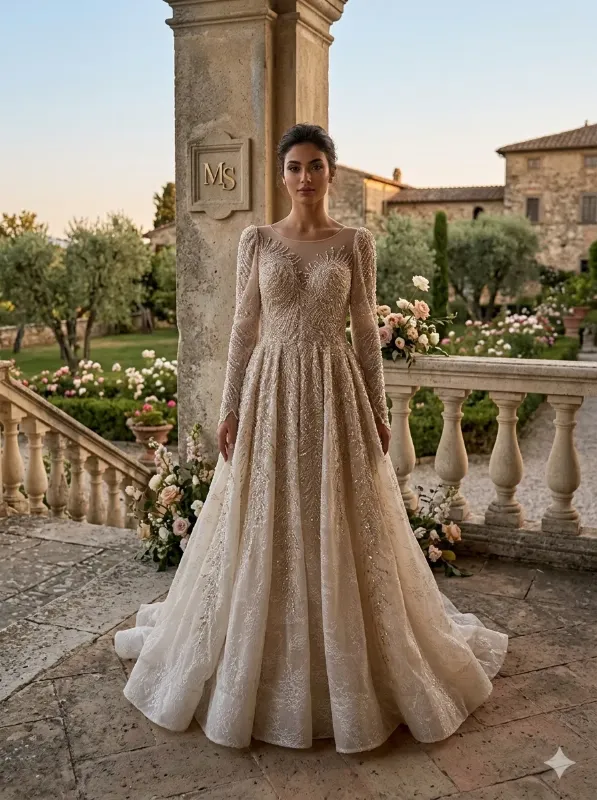 Silver soirée gown