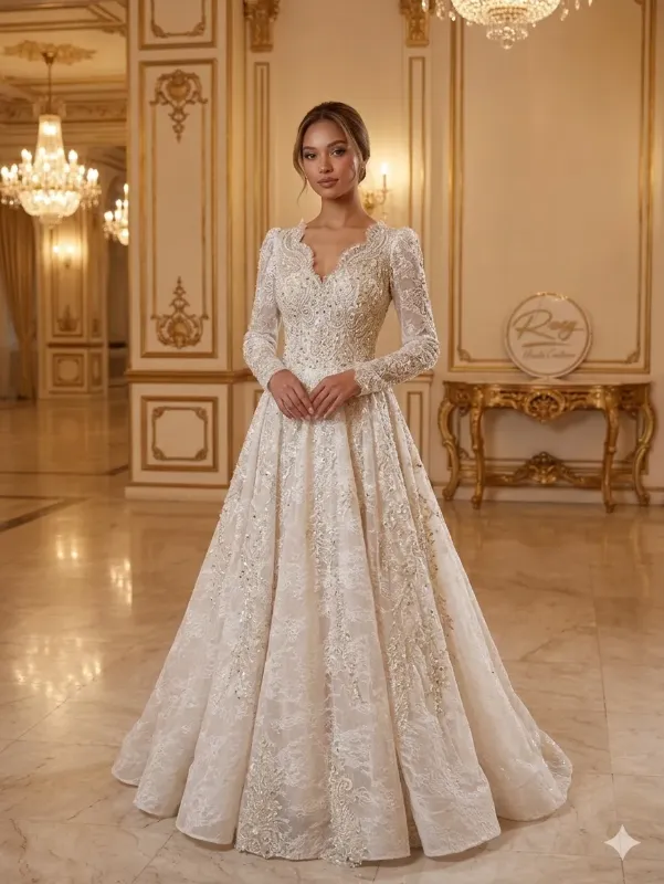 Silver soirée gown