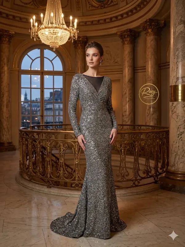 Grey soirée gown