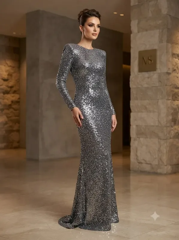 Grey soirée gown