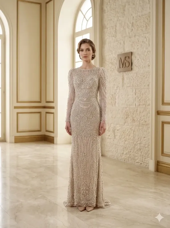 Nude soirée gown
