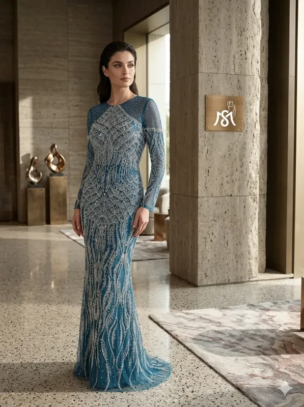 Grey soirée gown