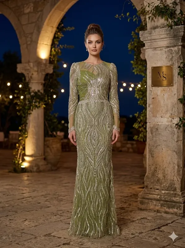 Nude soirée gown