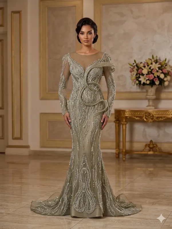Brown soirée gown