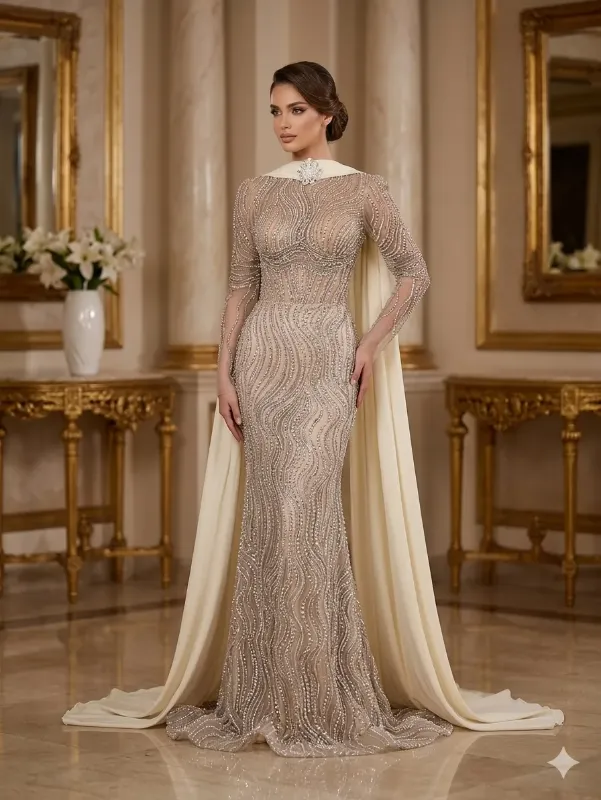 Nude soirée gown
