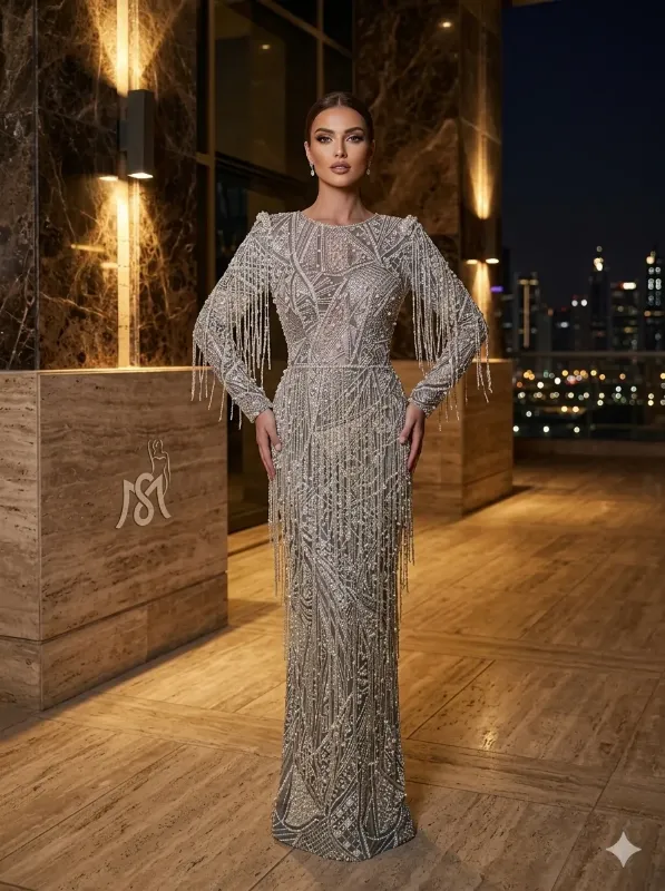 Grey soirée gown